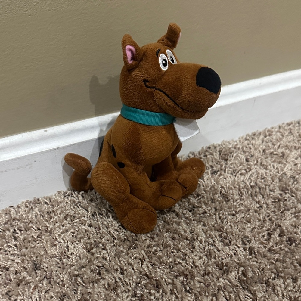 Brown Plush Figure with Teal Collar - Kids Toy
